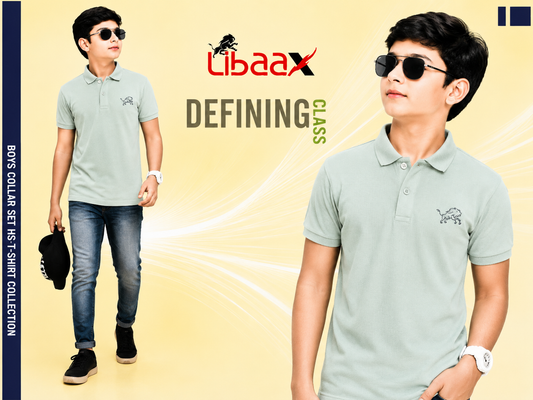 Libaax Boys T-Shirt - Mint Blue Collar Polo