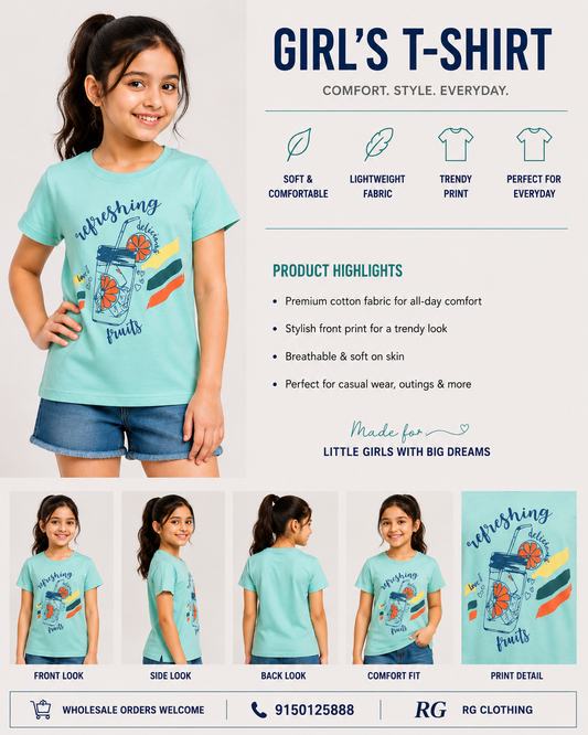 Girls T-Shirt - Refreshing Delicious Fruits Print