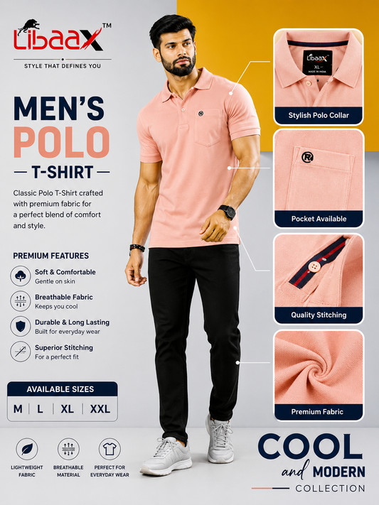 Libaax Men's Polo T-Shirt - Peach