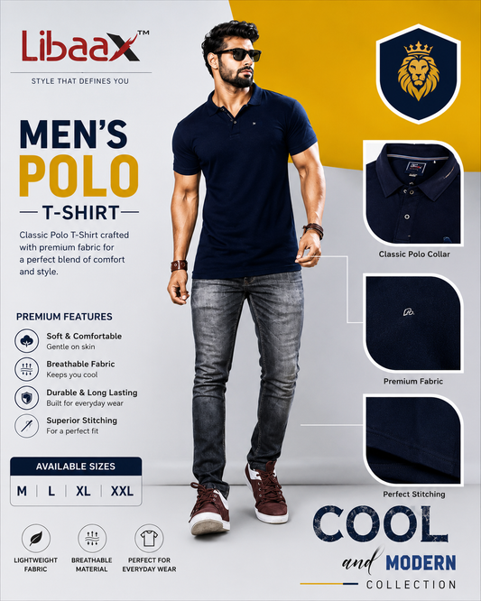 Libaax Men's Polo T-Shirt - Navy Blue