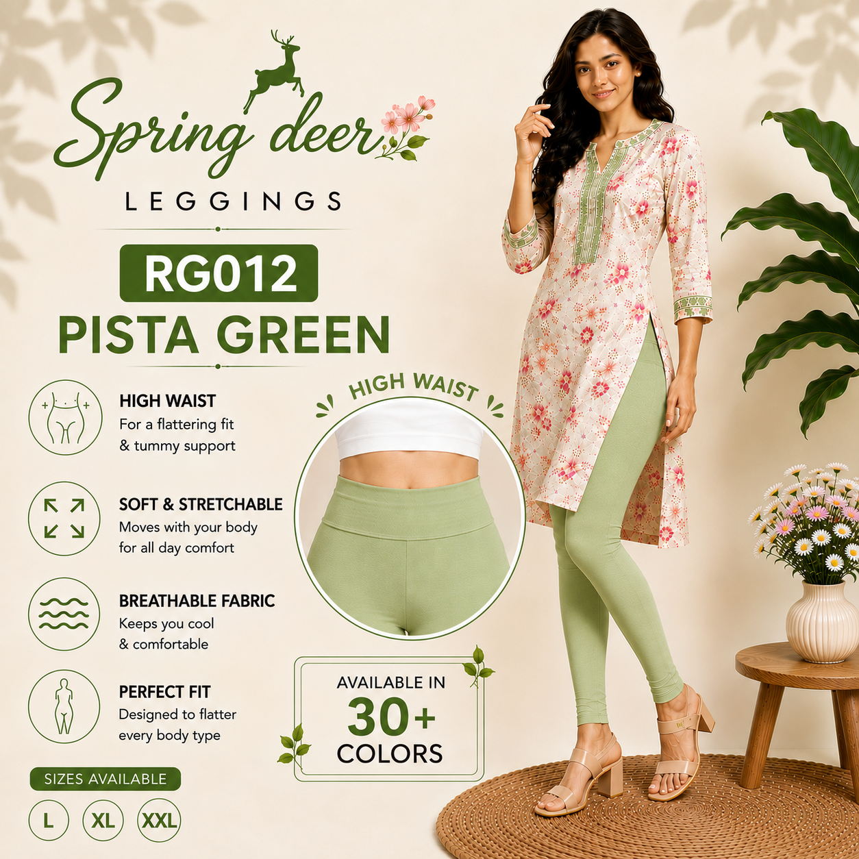 Spring Deer Belt Leggings - RG012
