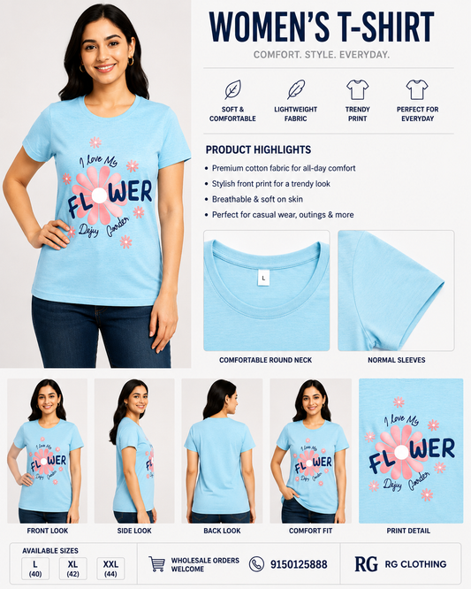 Women's T-Shirt - I Love My Flower Print