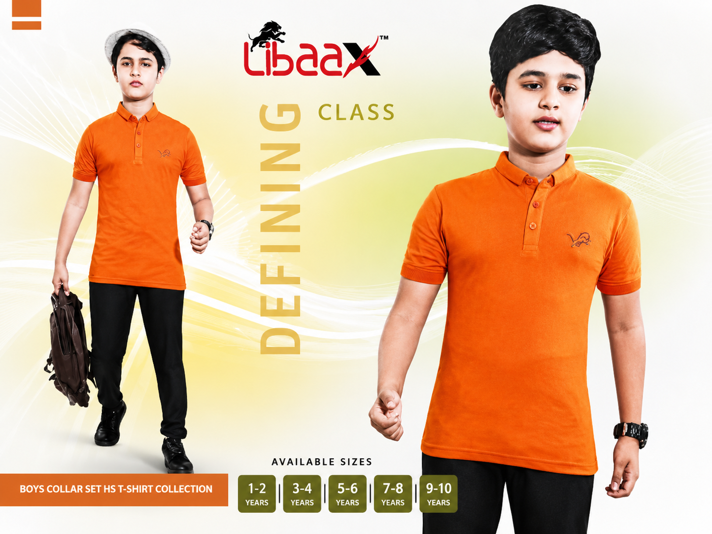 Libaax Boys T-Shirt - Orange Collar Polo
