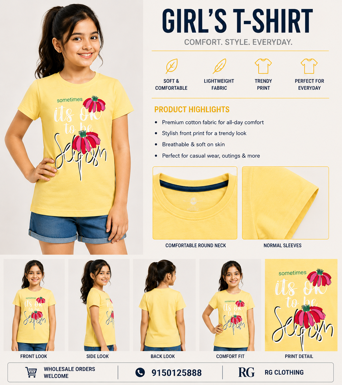 Girls T-Shirt - Sometimes It's Ok to Be Selfish Print