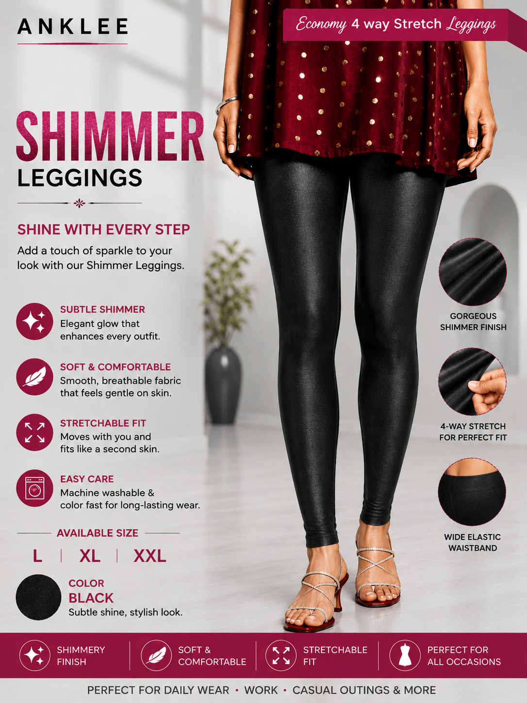 Shimmer Leggings - Black
