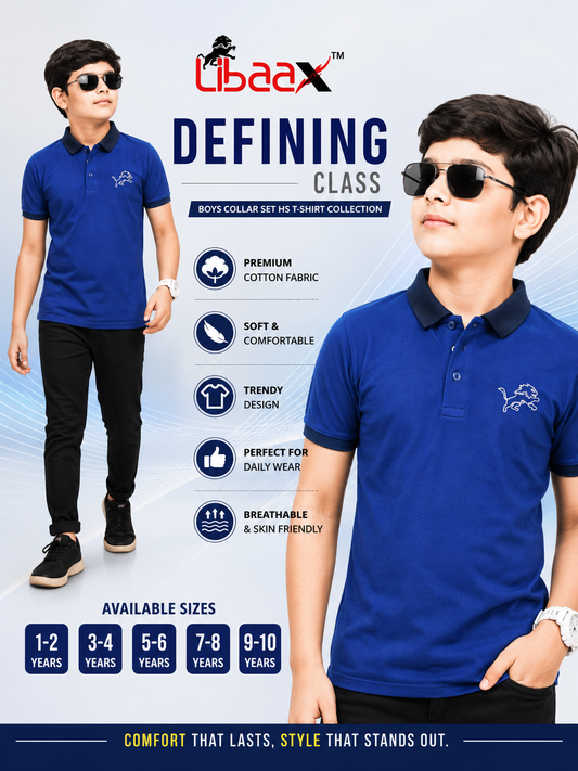 Libaax Boys T-Shirt - Royal Blue Collar Polo