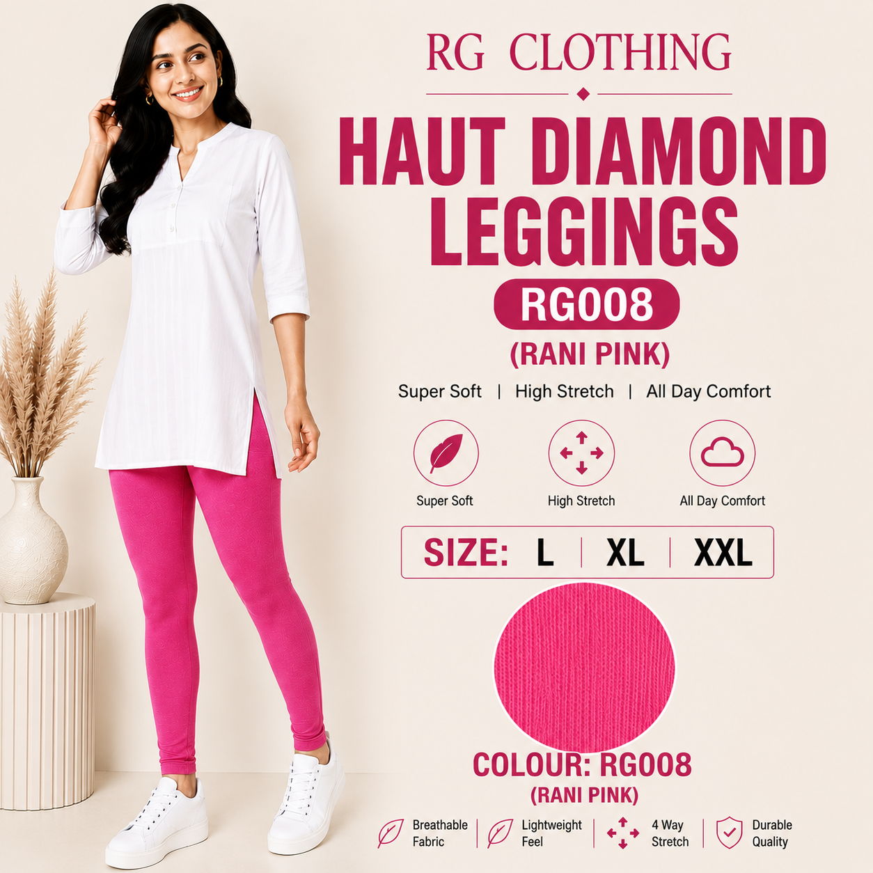 Haut Diamond Leggings - Rani Pink
