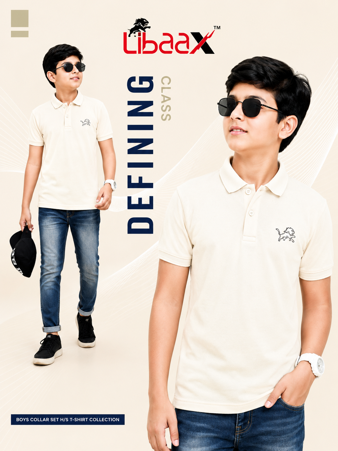 Libaax Boys T-Shirt - Cream Collar Polo