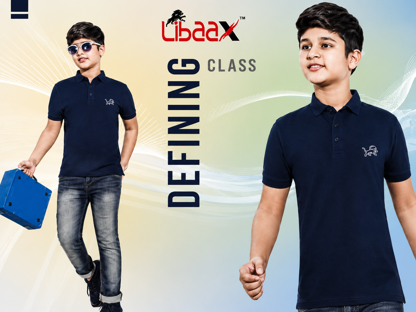 Libaax Boys T-Shirt - Navy Blue Collar Polo