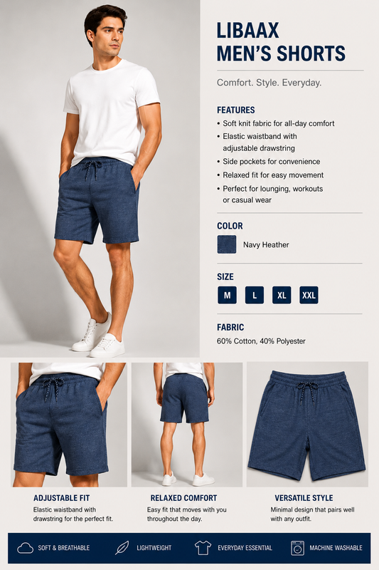 Libaax Men's Shorts - Navy Heather