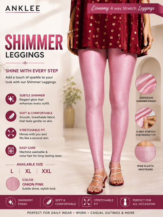 Shimmer Leggings - Onion Pink