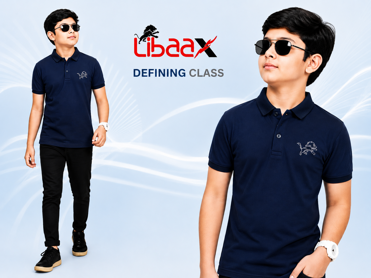 Libaax Boys T-Shirt - Navy Blue Collar Polo 2