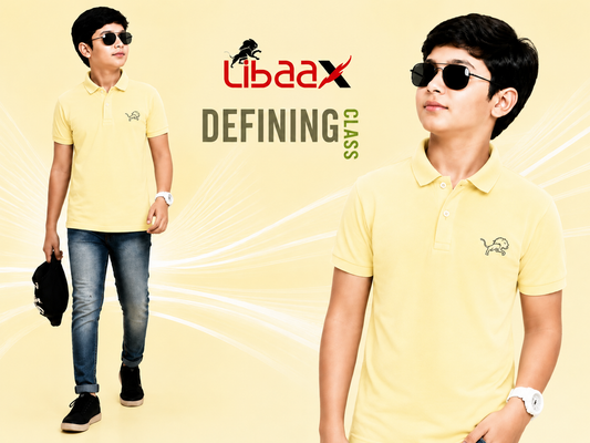 Libaax Boys T-Shirt - Light Yellow Collar Polo