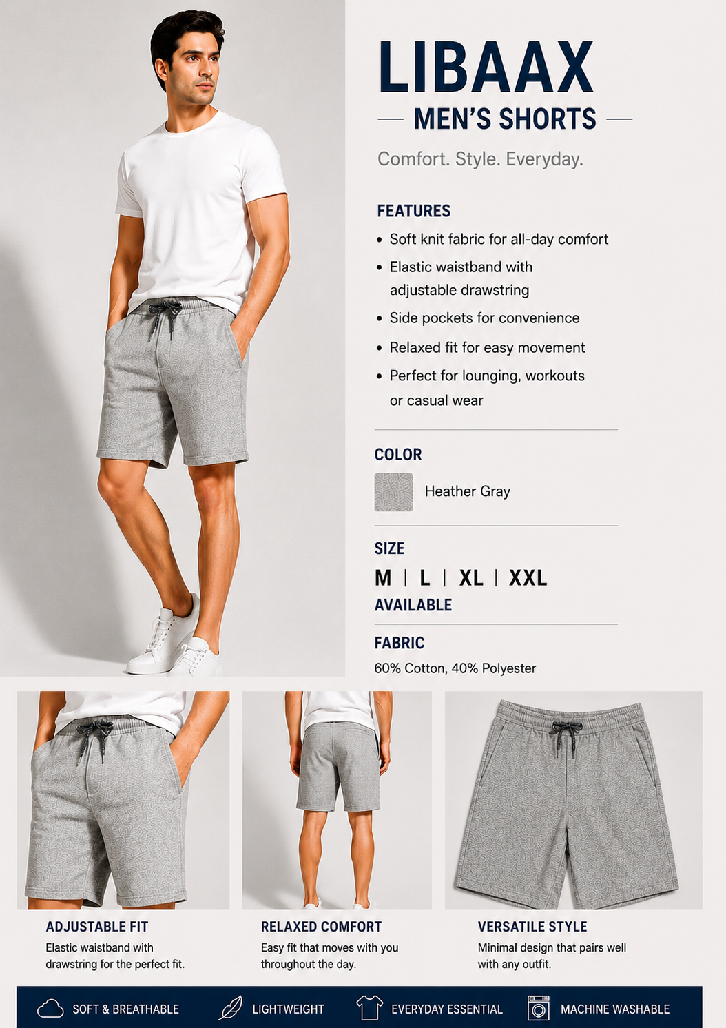 Libaax Men's Shorts - Heather Gray