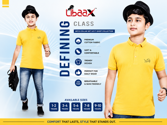 Libaax Kids T-Shirt - Yellow Collar Polo