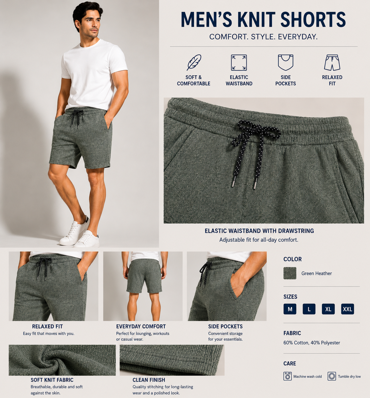 Libaax Men's Shorts - Green Heather