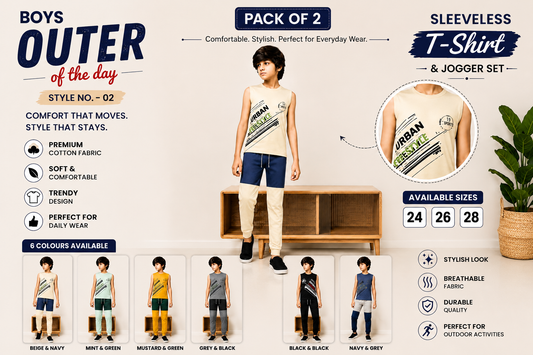Libaax Boys Sleeveless Pyjama Set - Pack of 2